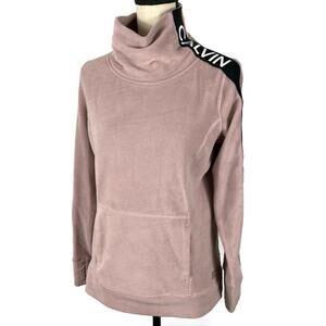Calvin Klein Performance Fleece Sweatshirt Mock Neck Pink Womens Sz XS Active